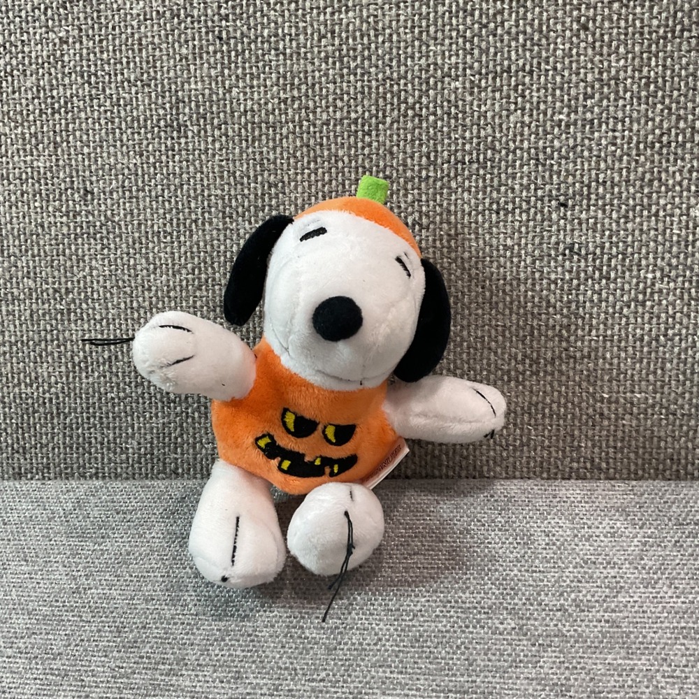 Peanuts Snoopy Pumpkin Halloween Plush Squeaker Pet Toy Small Dog Cat 6 Inch